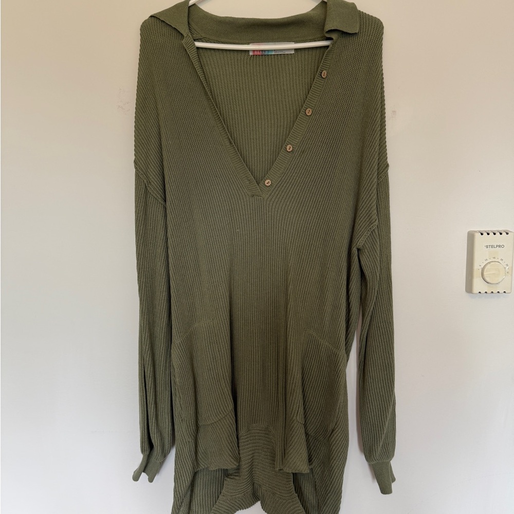 Olive Green V-Neck Romper